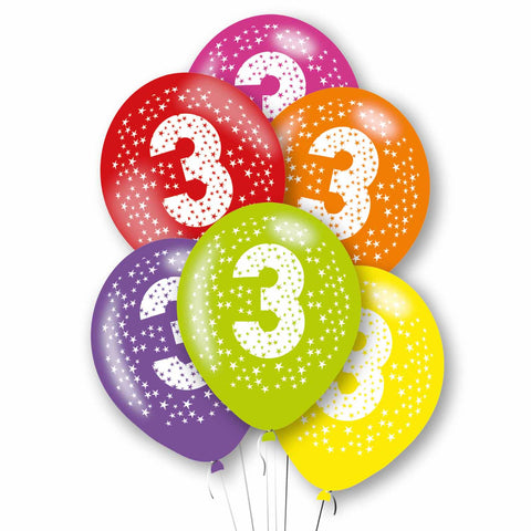 Latex Balloons - Age 3 - Multi-Coloured