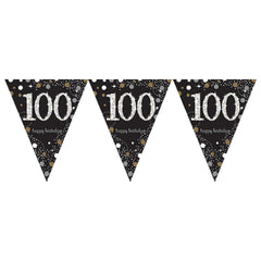 Pennant Bunting - Ages 18 -100 - Gold/Silver/Black