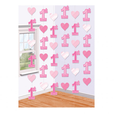 Hanging Decorations - 1st Birthday - Pink