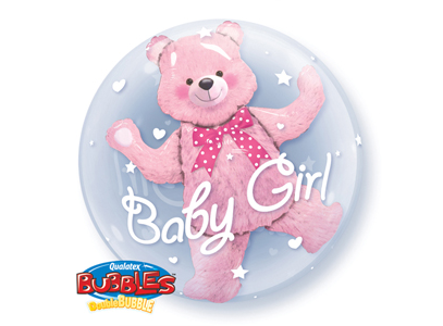 Bubble Balloon - Double - Baby Pink Bear