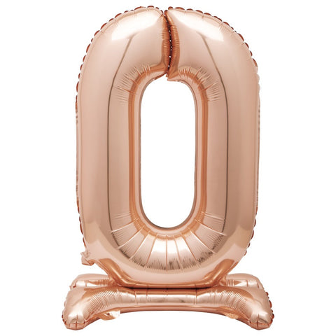 Airfill Foil Balloon - 30" - Number 0 - Silver/Rose Gold