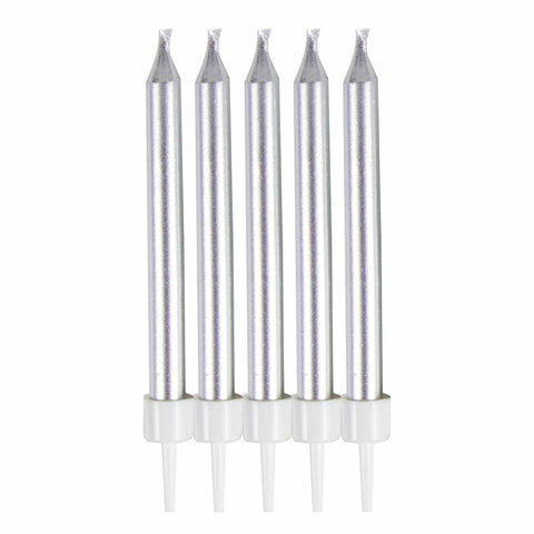 Candles with Holders - Silver