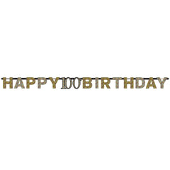 Banner - Birthday - Black/Gold/Silver - Ages 18 - 100