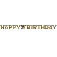 Banner - Birthday - Black/Gold/Silver - Ages 18 - 100