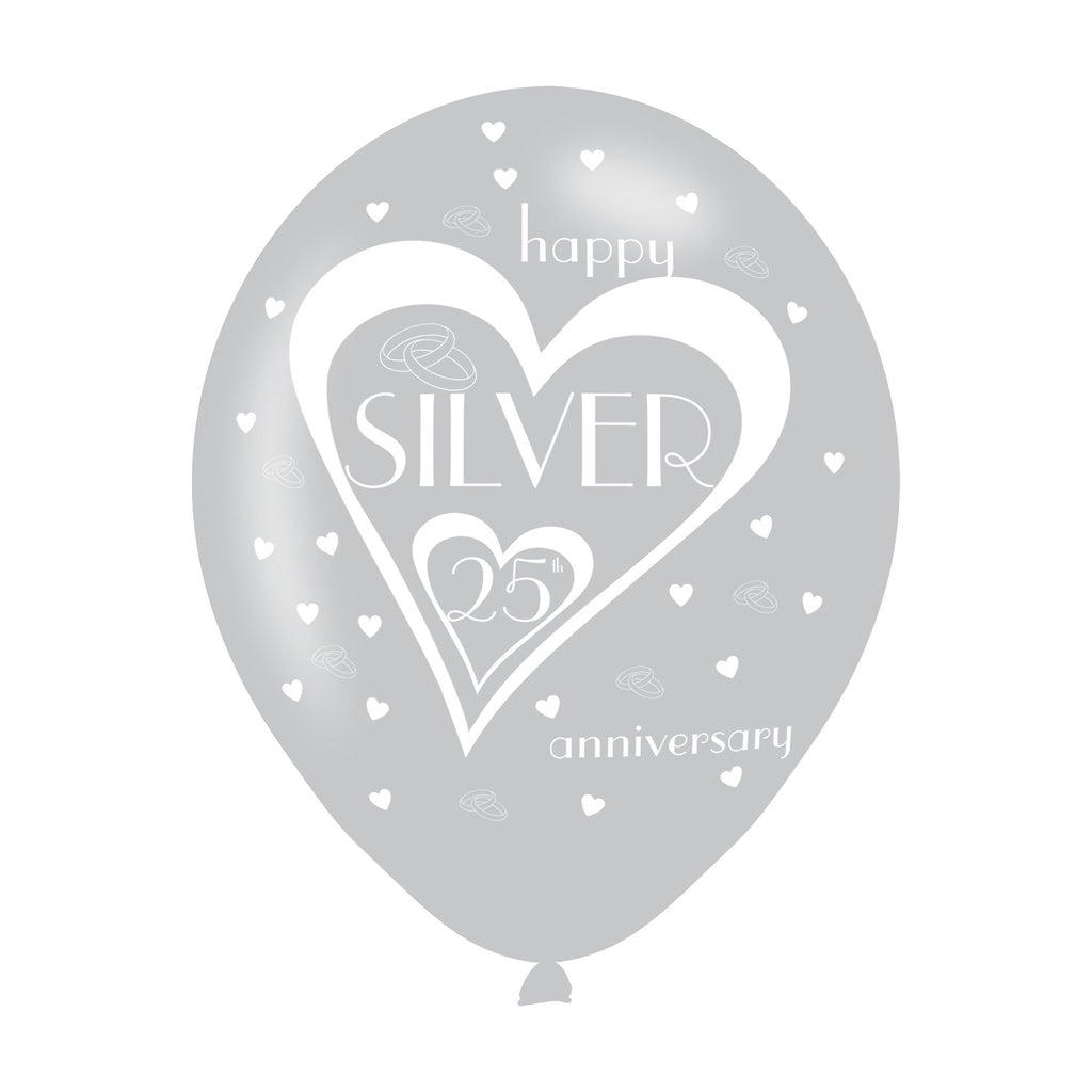 Latex Balloons - Anniversary - 25th Silver