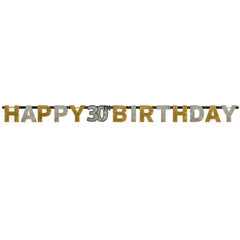 Banner - Birthday - Black/Gold/Silver - Ages 18 - 100