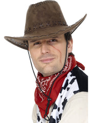 Cowboy Hat - Suede Look - Brown/Black/Tan