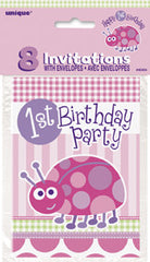 First Birthday Ladybug - Invitations