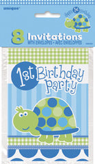 First Birthday Turtle - Invitations