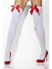 Hold Ups - Opaque - White with Bows (Assorted)