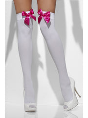 Hold Ups - Opaque - White with Bows (Assorted)