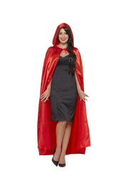 Cape - Hooded - Red - Unisex - Satin