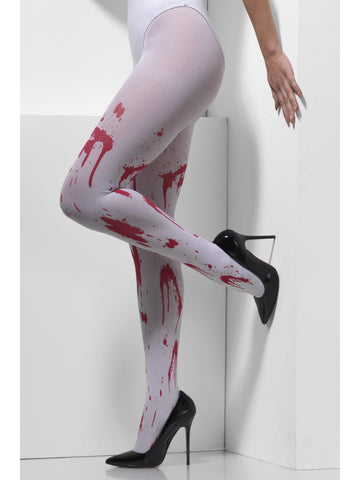 Tights - Opaque - White - Blood Stained