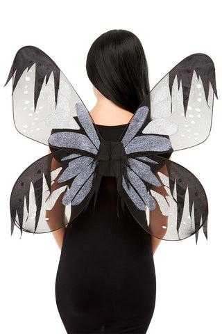 Wings - Moth - Dark Botanical - Black/Silver