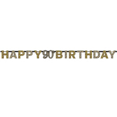 Banner - Birthday - Black/Gold/Silver - Ages 18 - 100