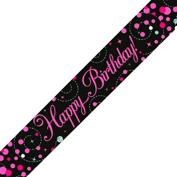 Banner - Birthday - Black/Pink