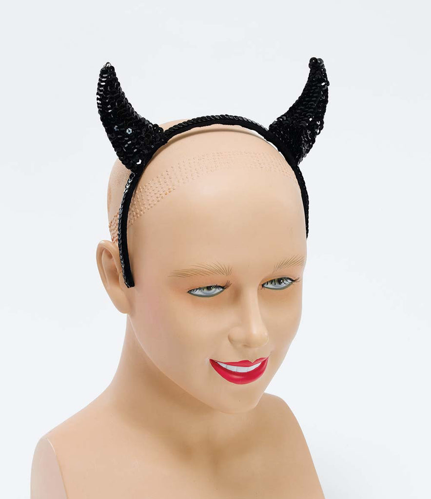 Devil Horns - Sequin - Black