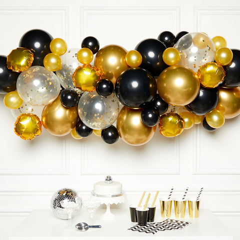 DIY Garland/Arch Kit - Latex Balloons - Gold/Black/Silver
