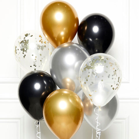 DIY Kit - Latex Balloons - Black/Gold/Silver