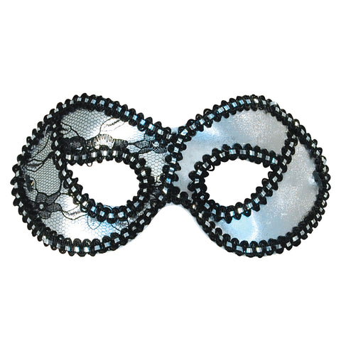 Domino Eyemask - Silver Metallic Lace