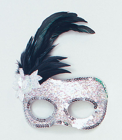 Eyemask with side feathers - Silver