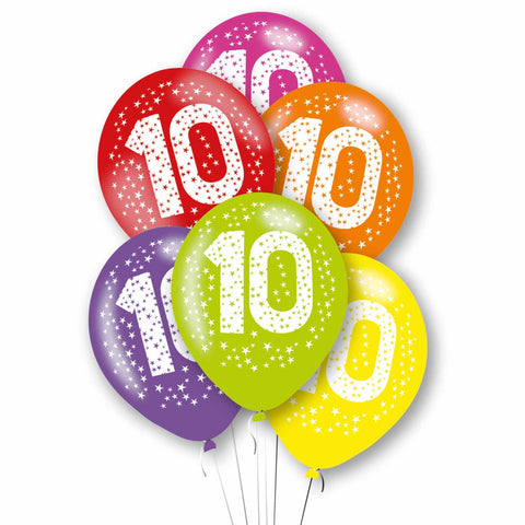 Latex Balloons - Age 10 - Multi-Coloured