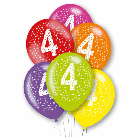 Latex Balloons - Age 4 - Multi-Coloured