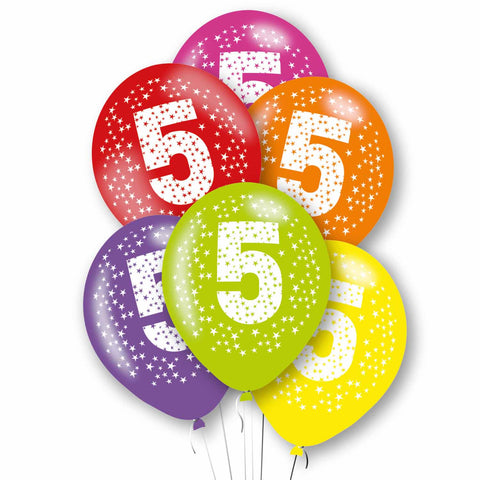Latex Balloons - Age 5 - Multi-Coloured