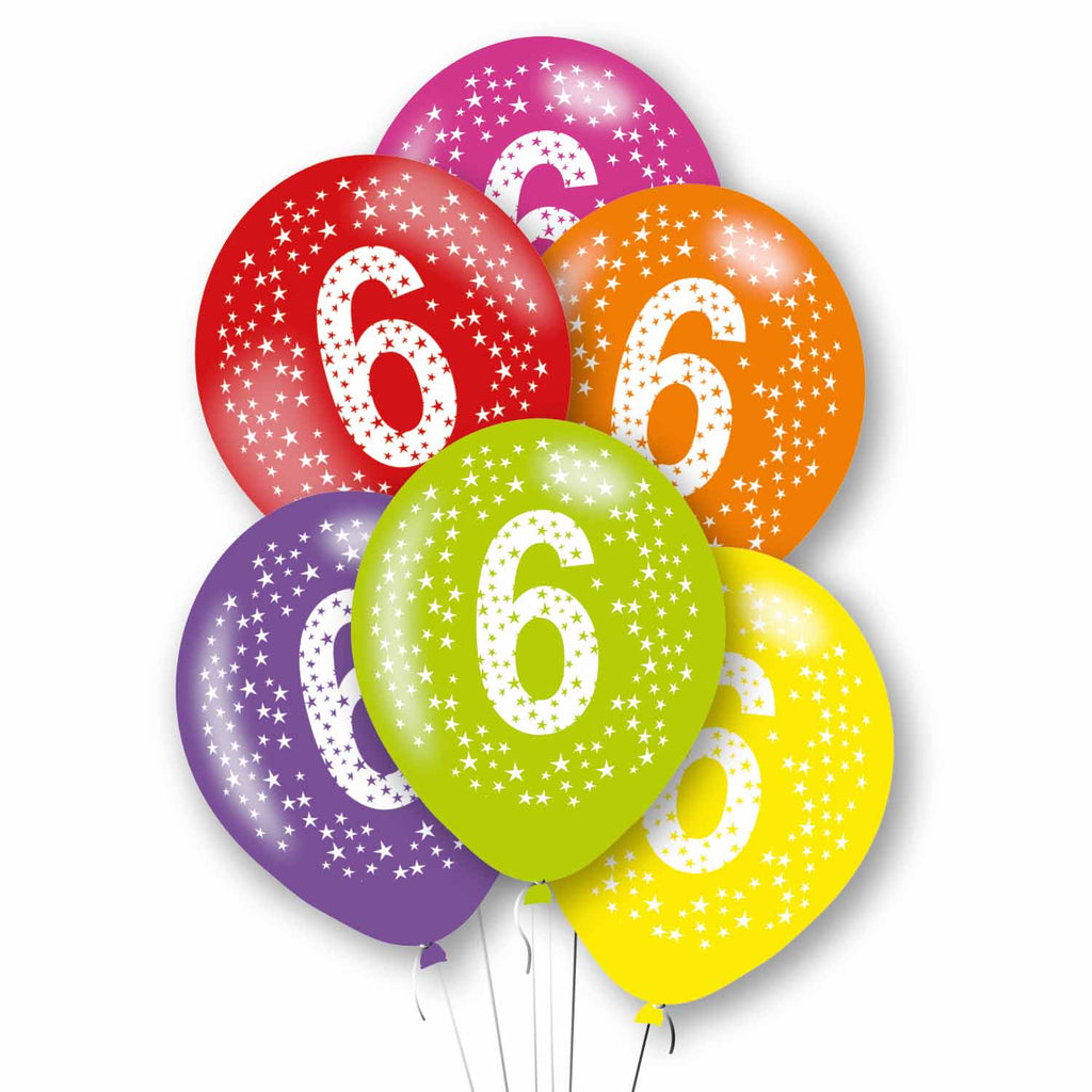 Latex Balloons - Age 6 - Multi-Coloured
