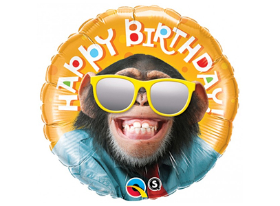 Foil Balloon - 18" - Birthday Smiling Chimp