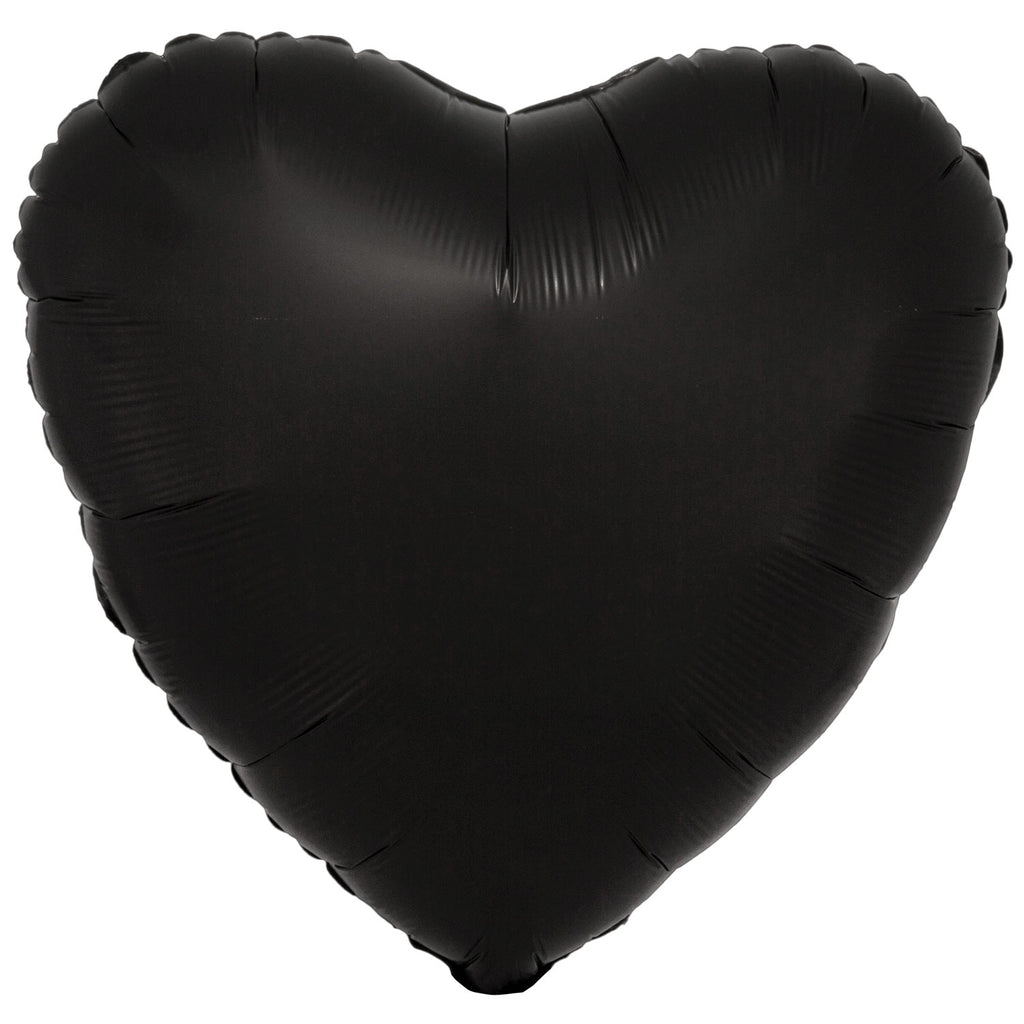 Foil Balloon - Solid Colour - Heart - Silk Lustre - Black