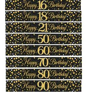 Banner - Birthday - Ages 16 - 80 - Black/Gold