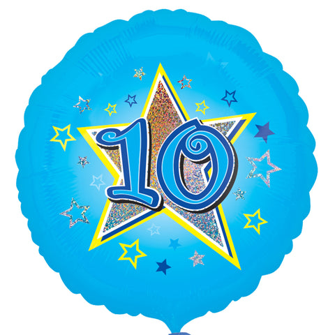 Foil Balloon - 18" - Age 10 - Blue