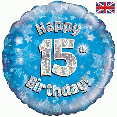 Foil Balloon - 18" - Age 15 - Blue