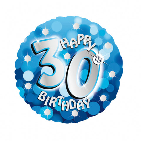 Foil Balloon - 18" - Happy 30th Birthday - Blue