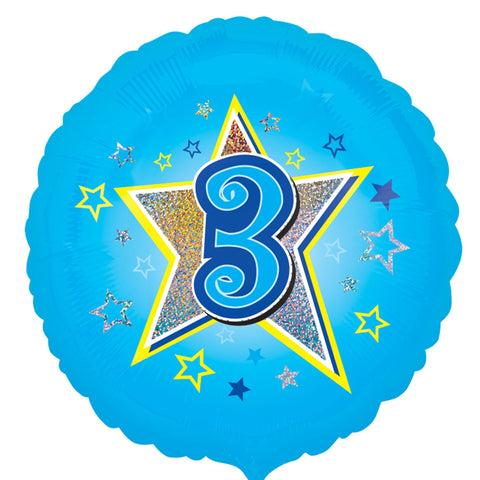 Foil Balloon - 18" - Age 3 - Blue