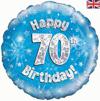 Foil Balloon - 18" - Happy 70th Birthday - Blue