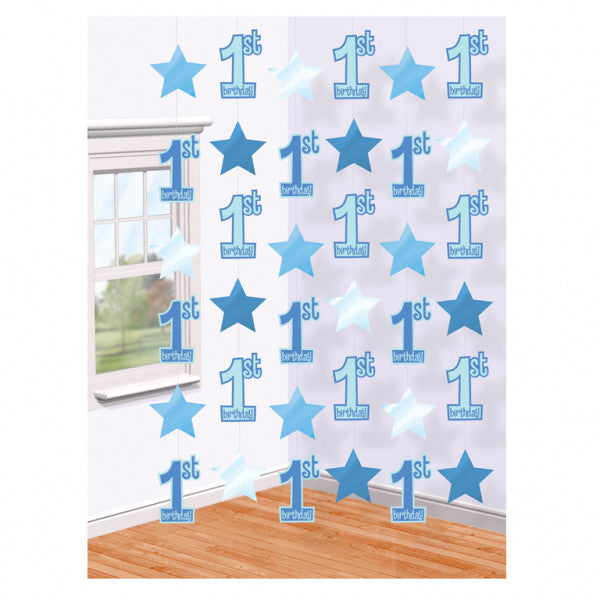 Hanging Decorations - 1st Birthday - Blue