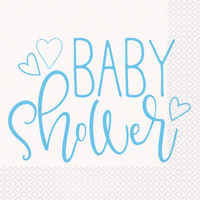Baby Shower - Blue Hearts - Napkins