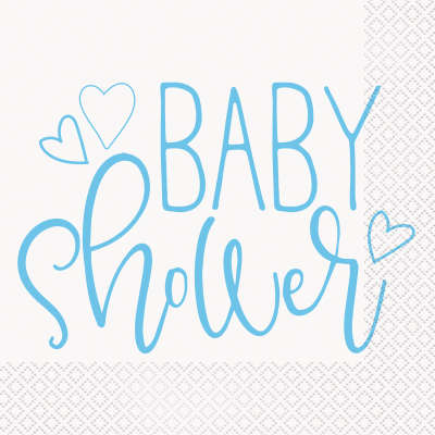 Baby Shower - Blue Hearts - Napkins