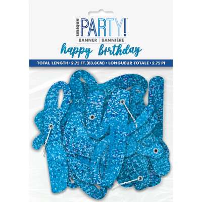 Banner - Birthday - Script - Blue