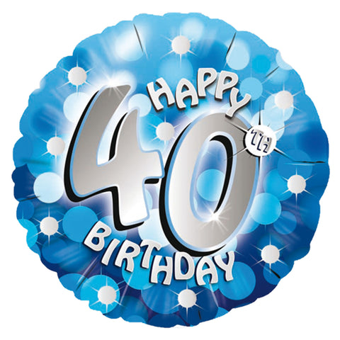 Foil Balloon - 18" - Happy 40th Birthday - Blue