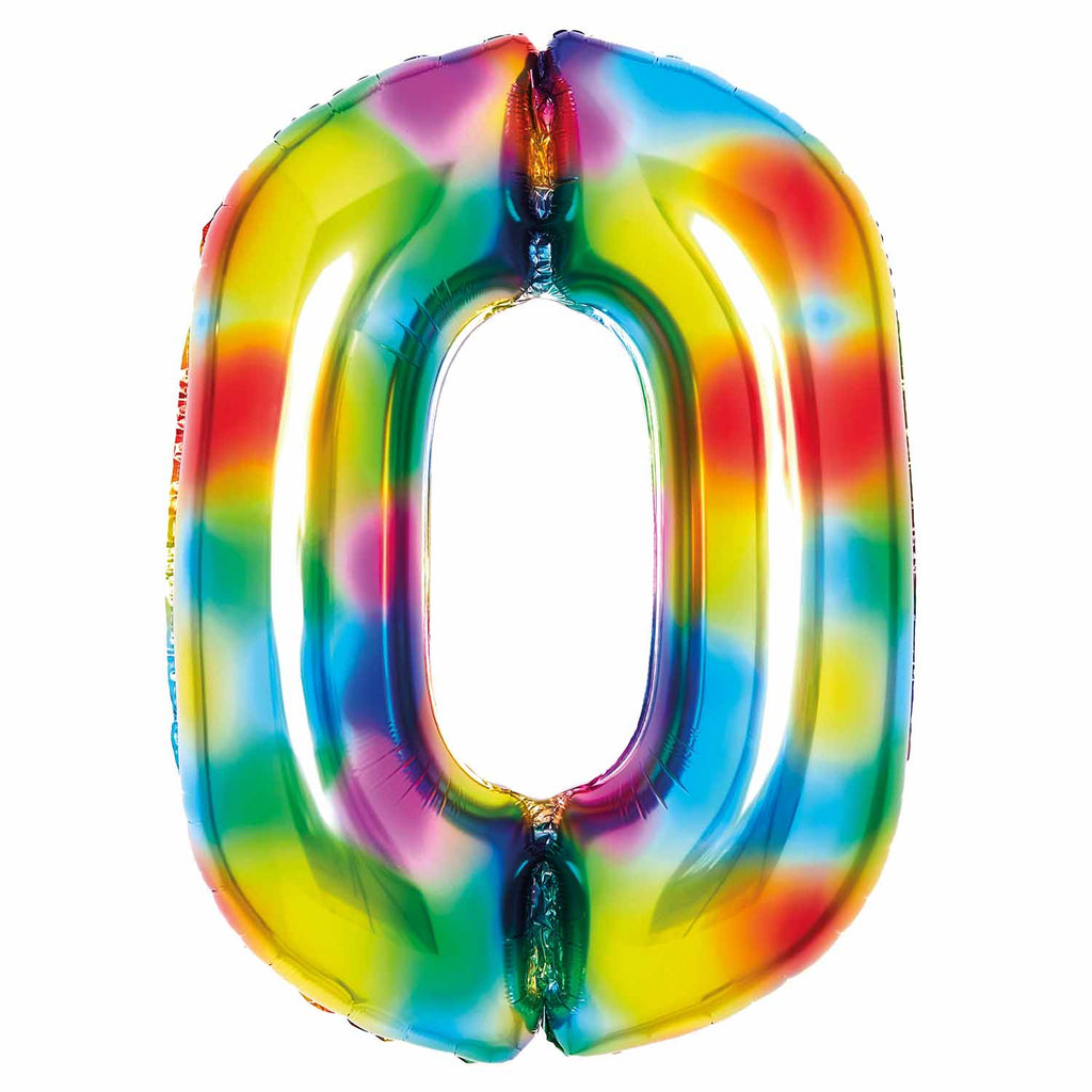 SuperShape Foil Balloon Number 0 - Bright Rainbow