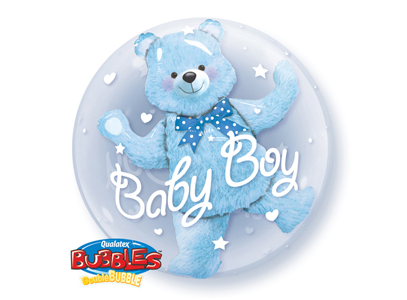 Bubble Balloon - Double - Baby Blue Bear