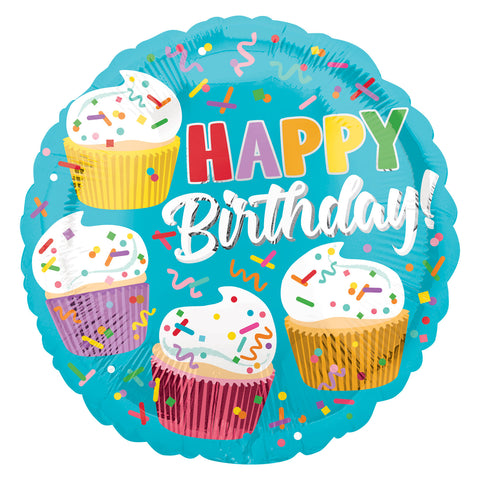 Foil Balloon - 17" - Birthday - Cupcakes
