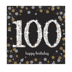 Napkins - Birthday - Ages 18 - 100 - Gold/Silver/Black