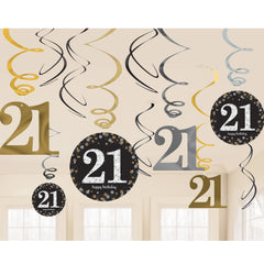 Swirl Decorations - Ages 18 - 100 - Gold/Silver/Black