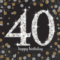 Napkins - Birthday - Ages 18 - 100 - Gold/Silver/Black