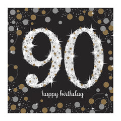Napkins - Birthday - Ages 18 - 100 - Gold/Silver/Black