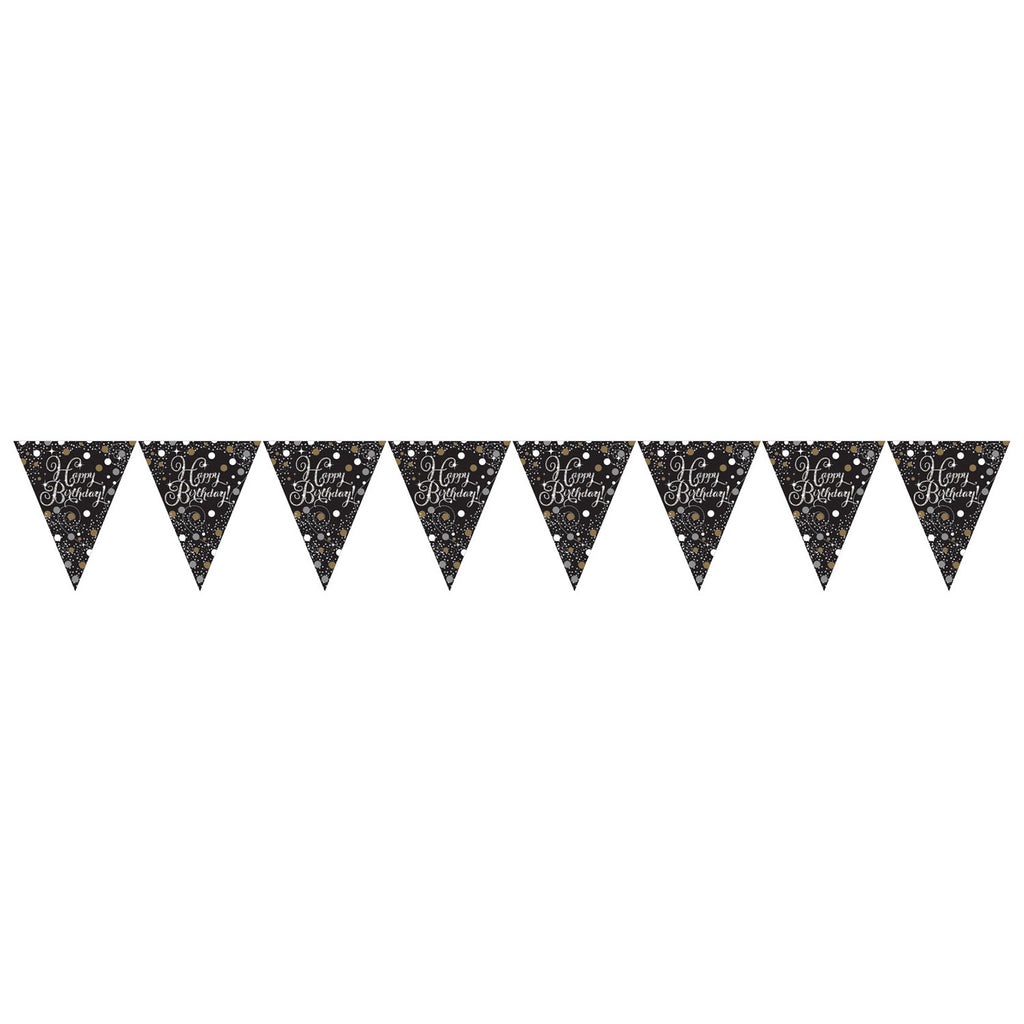 Pennant Bunting - Birthday- Gold/Silver/Black